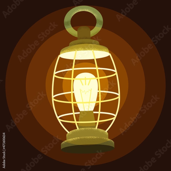 Fototapeta Christmas glowing lamp in a mesh frame.