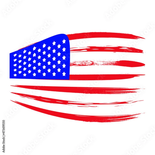 Fototapeta Developing American flag on a white background. Vector illustration.