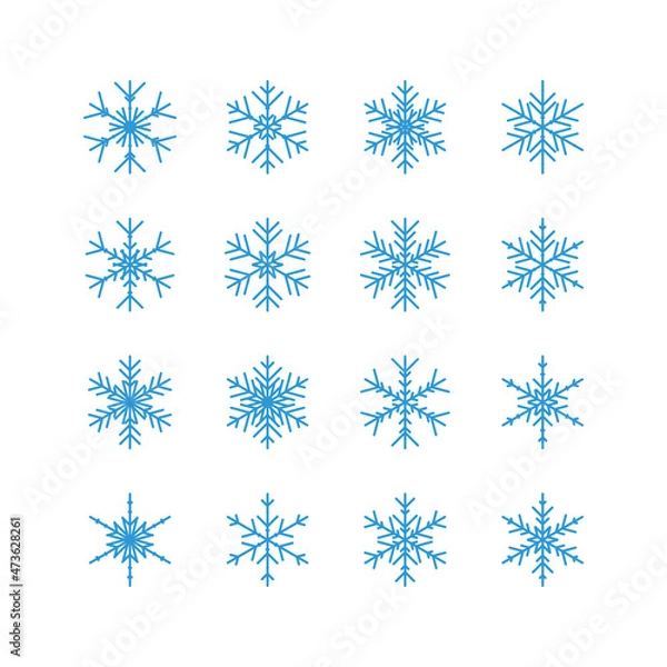 Fototapeta Big set of snowflakes for christmas design, vector illustration