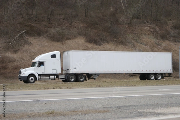 Obraz white semi truck