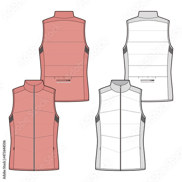 Obraz Women's down vest fashion vector sketch, Apparel template