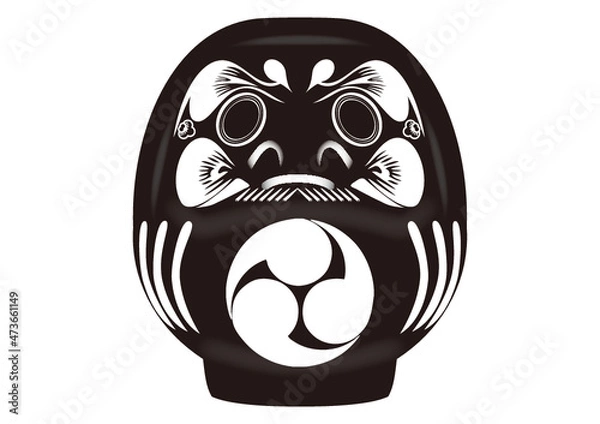 Obraz 日本で縁起が良いダルマ。アイコン（モノクロ）