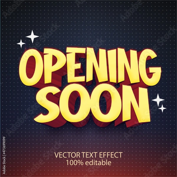 Obraz opening soon vector text effect