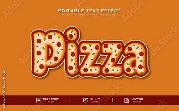 Obraz Pizza Editable Text Effect