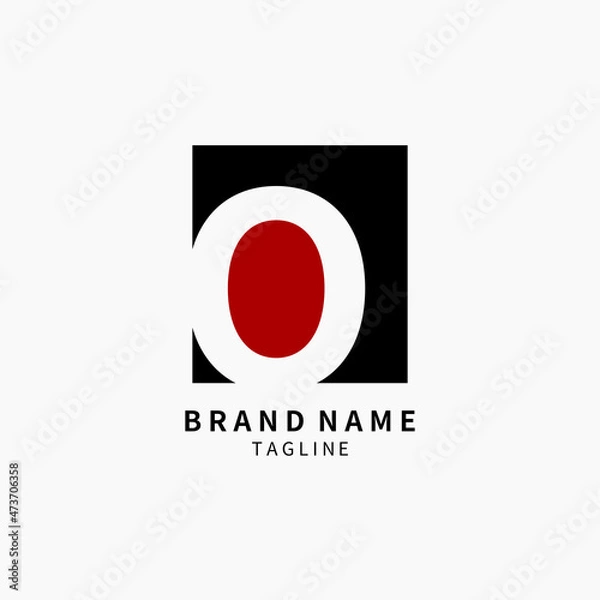 Fototapeta Initial Letter O Logo Monogram , Black and Red Isolated on Grey Background, Minimalist Symbol,Emblem, Sign Vector Design