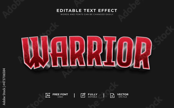 Fototapeta 3d Warrior Editable Text Effect