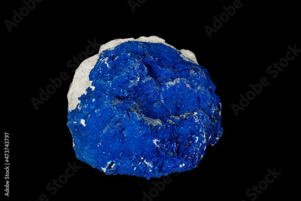 Fototapeta Macro mineral stone Azurite in siltstone against black background