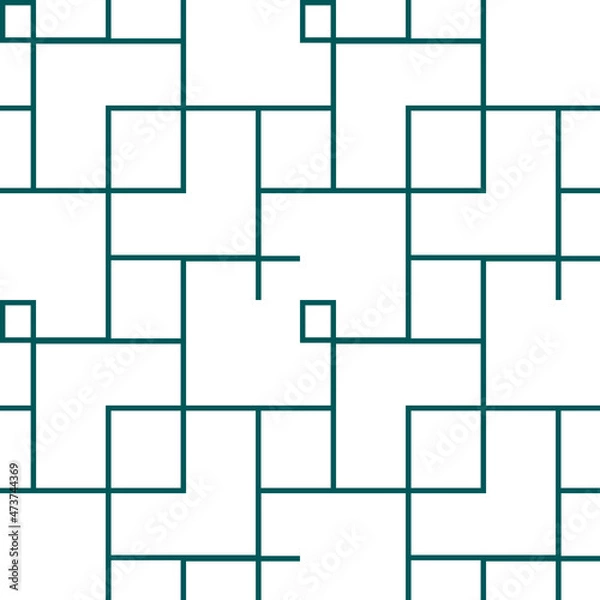 Fototapeta Seamless geometric pattern. Squares of intertwined blue lines on a white background. Vector illustration
