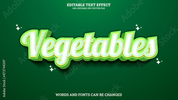 Fototapeta 3D Text Effect Style Vegetables