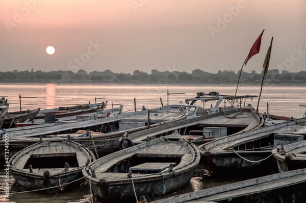 Fototapeta boats at sunset