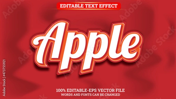 Obraz 3D Text Style Editable Apple