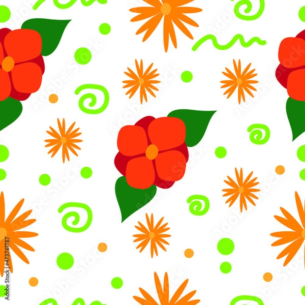 Fototapeta Flower vector illustration seamless pattern 