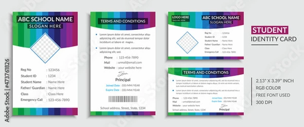 Fototapeta School and College Student Id Card Design Template