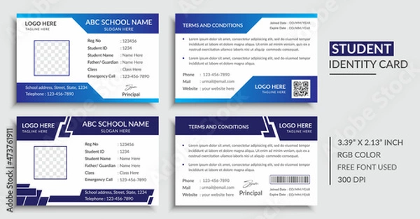 Obraz School Id Card Design Layout Gradient Color
