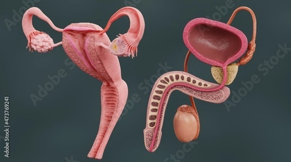Fototapeta Realistic 3D Render of Human Reproductive System