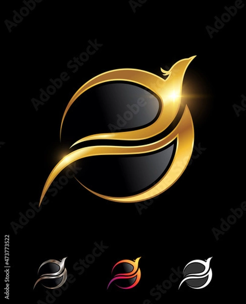 Obraz Golden Phoenix Bird Vector Sign