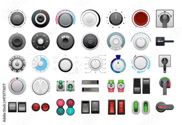 Obraz A collection of switches in a detailed style. 