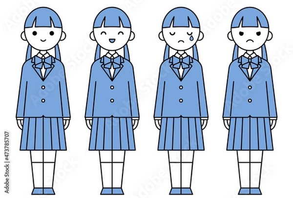 Fototapeta 人物イラスト_女子高生表情セット
