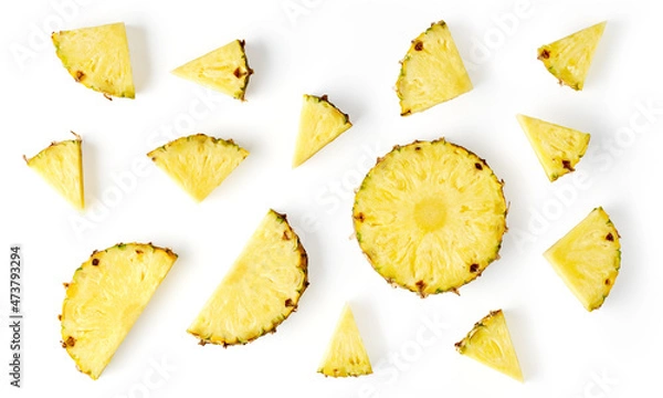 Obraz Pineapple pieces isolated on white, from above