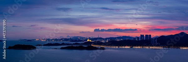 Obraz City sunset view Zhuhai