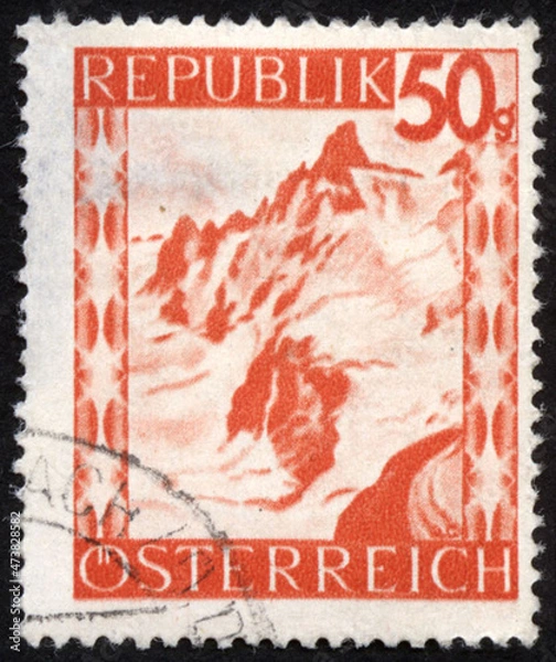 Fototapeta Postage stamps of the Austria. Stamp printed in the Austria. Stamp printed by Austria.