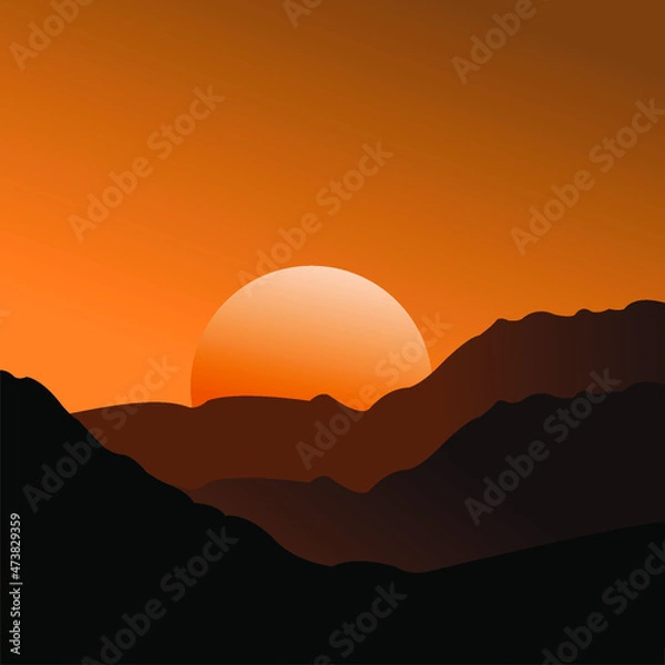 Obraz evening view on the mountain vector illustration 
