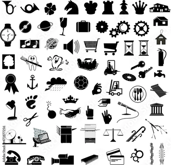 Obraz Set of various vector design elements in black and white