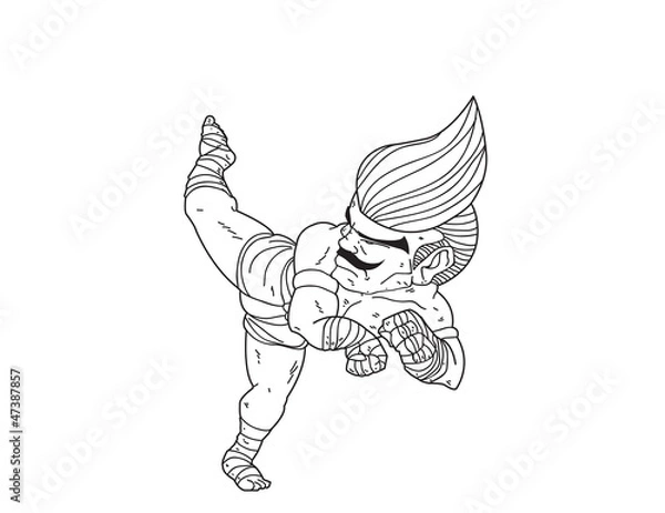 Fototapeta Muay Thai Boran : character cartoon 5 ( Jarakhe Fad Hang)