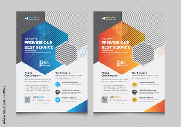 Fototapeta Creative Unique Corporate Business Flyer Template for Office, Company, Marketing, Promotion, Event and Multipurpose Use