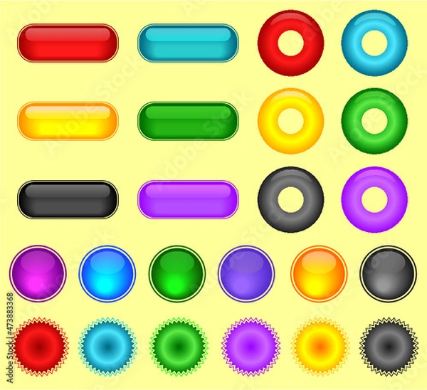 Obraz Colored vector glossy buttons, shapes