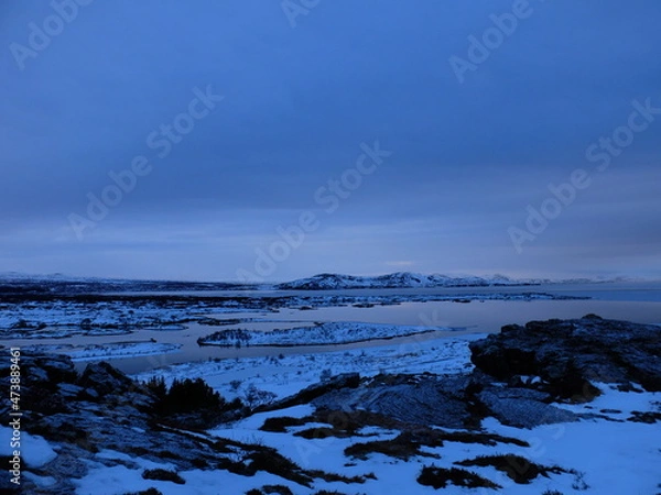 Obraz landscape with snow and clouds