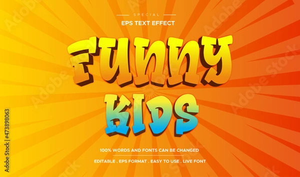 Fototapeta editable 3d funny kids text effect