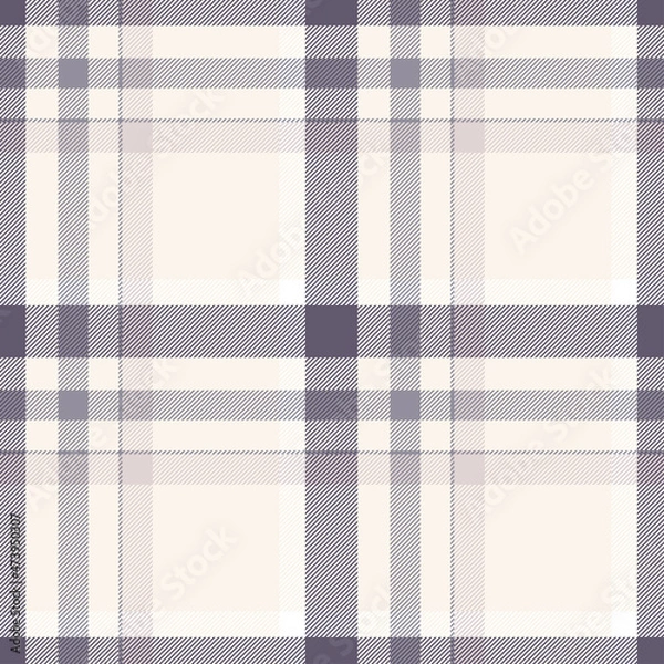 Fototapeta Seamless plaid pattern in pastel cream, muted purple, dusty pink, gray and white. All over classic fabric print.