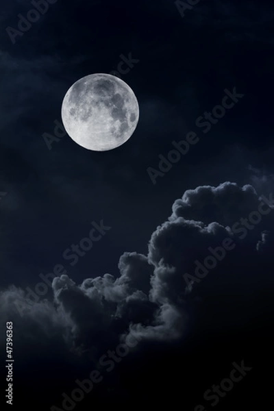 Obraz night sky with moon and clouds