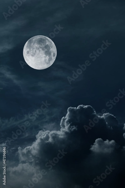 Obraz night sky with moon and clouds