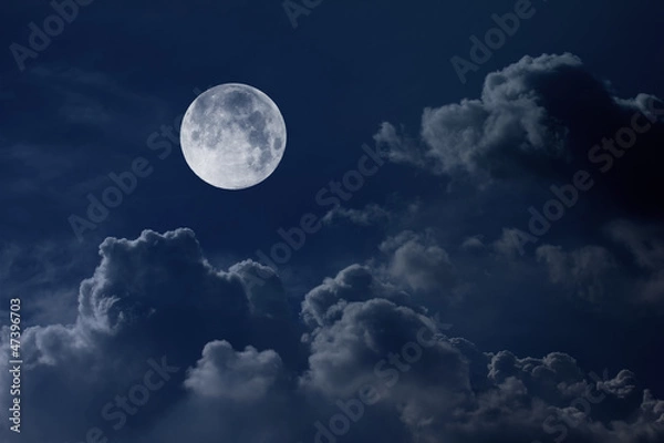 Obraz night sky with moon and clouds