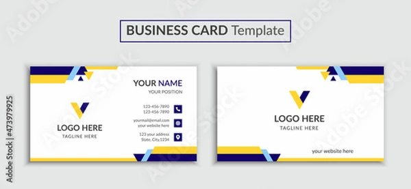 Fototapeta Yellow Color Id Business Card Or Name Card Design Layout
