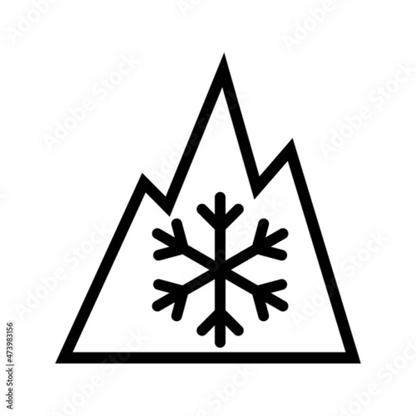 Fototapeta 3PMSF  (Three-Peak Mountain Snow Flake) symbol. Vector illustration of snowflake inside mountain peaks. Winter and all-season tires icon. Indicator located on sidewall of tire.
