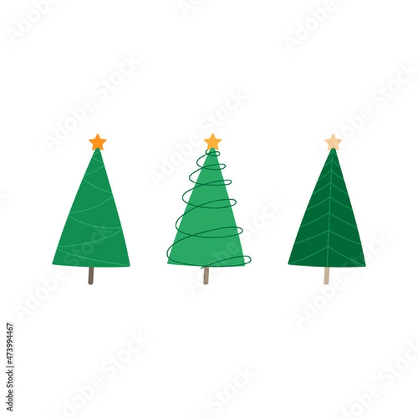 Obraz Christmas cute tree vector illustration icon set