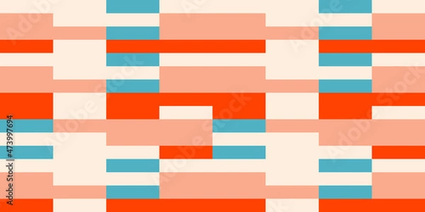 Obraz Modern vector abstract  geometric background with stripes, rectangles and squares  in retro style. Pastel colored simple shapes graphic pattern. Abstract mosaic artwork.