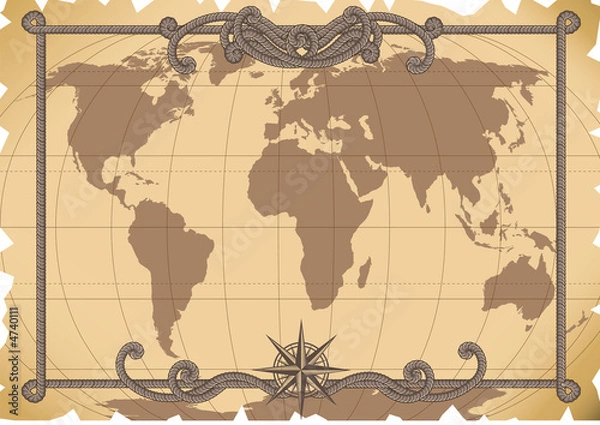 Fototapeta Vector illustration - old map background