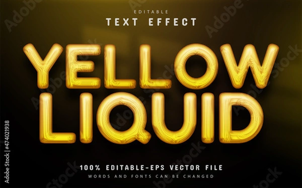 Fototapeta Yellow liquid text effect editable