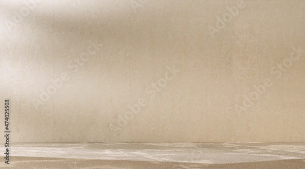 Fototapeta Empty room with soft blurred window shadow gradient pastel neutral color background, product display, object placement mockup 3d rendering