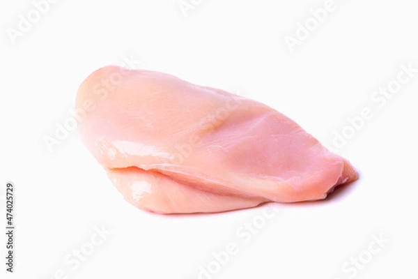 Fototapeta Chilled chicken fillet isolated on a white background, close up