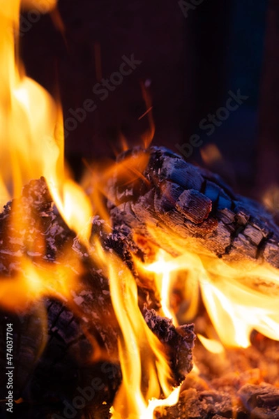 Fototapeta close up of burning fire