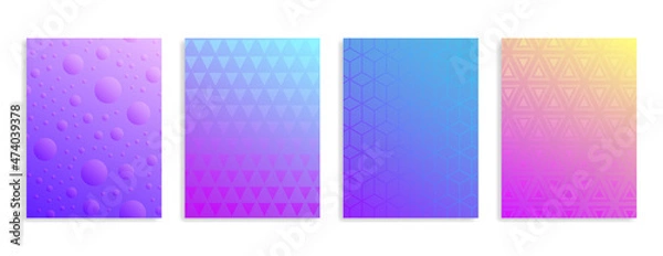 Fototapeta Minimal abstract covers. Vector halftone gradients. Geometric future template for flyer, poster, brochure and invitation. Future geometric patterns. Vector