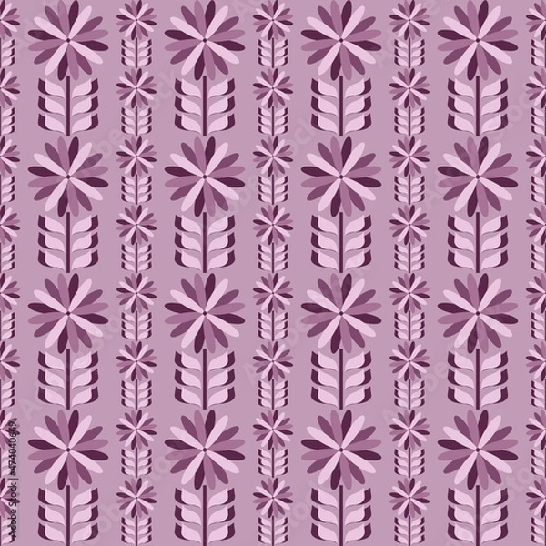 Fototapeta Magenta Flower Garden Seamless Repeat Pattern