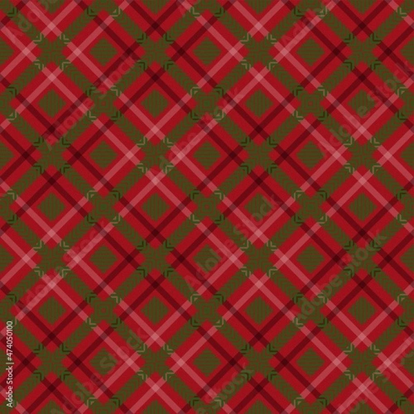 Fototapeta Christmas Plaid Seamless Repeat Pattern