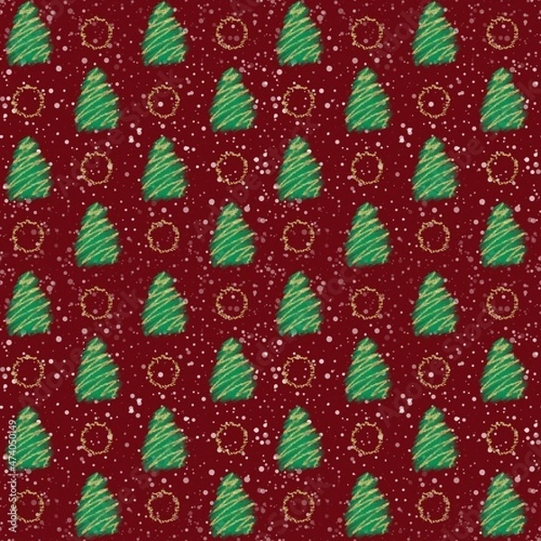 Fototapeta Christmas Tree Seamless Repeat Pattern