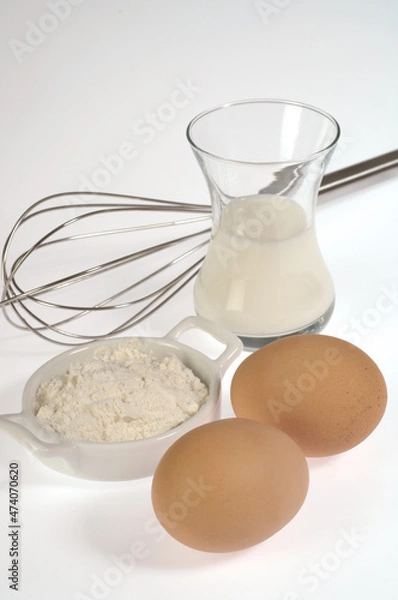 Fototapeta Egg, milk, flour